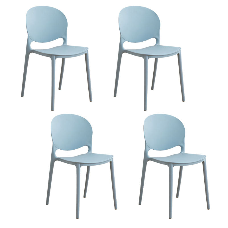 Modern Style Stackable Chair Dining Armless Open Back Chair with Plastic Legs for Kitchen Light Blue 4 Piece Set Clearhalo ' kitchen&dining_furn' 'Dining Chairs' 'Dining Tables & Seating' 'dining_chair' 'furn' 'furn_dining_chair' 'Furniture' 'furniture_dining_chair' 'Kitchen & Dining Furniture' 'kitchen' 4681008