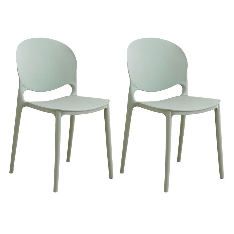 Modern Style Stackable Chair Dining Armless Open Back Chair with Plastic Legs for Kitchen Green 2 Piece Set Clearhalo ' kitchen&dining_furn' 'Dining Chairs' 'Dining Tables & Seating' 'dining_chair' 'furn' 'furn_dining_chair' 'Furniture' 'furniture_dining_chair' 'Kitchen & Dining Furniture' 'kitchen' 4681011