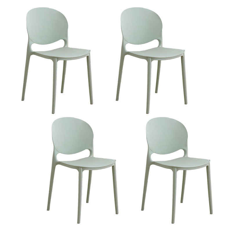 Modern Style Stackable Chair Dining Armless Open Back Chair with Plastic Legs for Kitchen Green 4 Piece Set Clearhalo ' kitchen&dining_furn' 'Dining Chairs' 'Dining Tables & Seating' 'dining_chair' 'furn' 'furn_dining_chair' 'Furniture' 'furniture_dining_chair' 'Kitchen & Dining Furniture' 'kitchen' 4681013