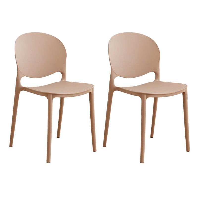 Modern Style Stackable Chair Dining Armless Open Back Chair with Plastic Legs for Kitchen Pink 2 Piece Set Clearhalo ' kitchen&dining_furn' 'Dining Chairs' 'Dining Tables & Seating' 'dining_chair' 'furn' 'furn_dining_chair' 'Furniture' 'furniture_dining_chair' 'Kitchen & Dining Furniture' 'kitchen' 4681015