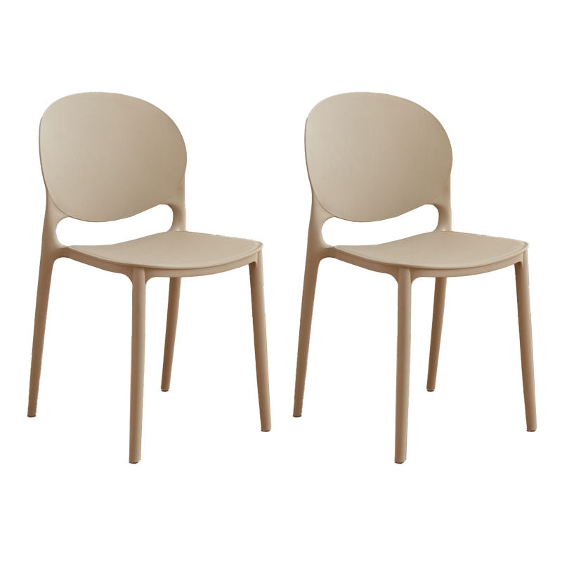 Modern Style Stackable Chair Dining Armless Open Back Chair with Plastic Legs for Kitchen Khaki 2 Piece Set Clearhalo ' kitchen&dining_furn' 'Dining Chairs' 'Dining Tables & Seating' 'dining_chair' 'furn' 'furn_dining_chair' 'Furniture' 'furniture_dining_chair' 'Kitchen & Dining Furniture' 'kitchen' 4681017