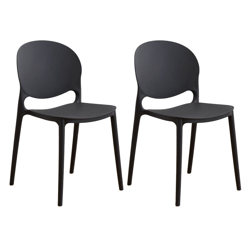 Modern Style Stackable Chair Dining Armless Open Back Chair with Plastic Legs for Kitchen Black 2 Piece Set Clearhalo ' kitchen&dining_furn' 'Dining Chairs' 'Dining Tables & Seating' 'dining_chair' 'furn' 'furn_dining_chair' 'Furniture' 'furniture_dining_chair' 'Kitchen & Dining Furniture' 'kitchen' 4681021