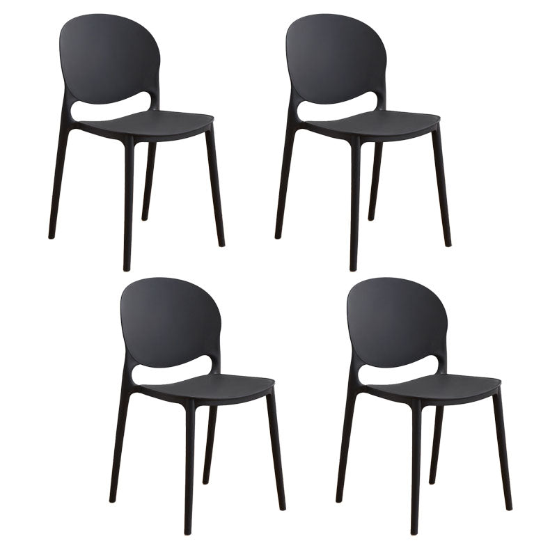 Modern Style Stackable Chair Dining Armless Open Back Chair with Plastic Legs for Kitchen Black 4 Piece Set Clearhalo ' kitchen&dining_furn' 'Dining Chairs' 'Dining Tables & Seating' 'dining_chair' 'furn' 'furn_dining_chair' 'Furniture' 'furniture_dining_chair' 'Kitchen & Dining Furniture' 'kitchen' 4681022
