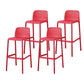Scandinavian Plastic Dining Room Armless Stool Low Back Bar Stool for Kitchen Red Set of 4 Bar Stool(30"H) Clearhalo 'Bar Furniture' 'Bar Stools' 'bar_stools' 'furniture_bar_stools' 'Kitchen & Dining Furniture' 'kitchen&dining_furn' 'kitchen' 'kitchen_furn' Furniture' 4681051