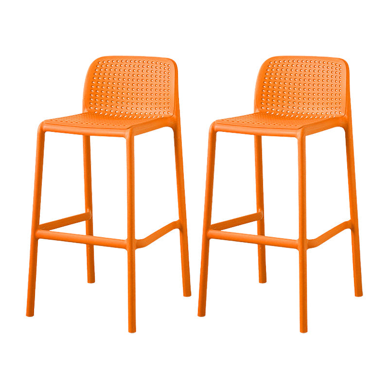 Scandinavian Plastic Dining Room Armless Stool Low Back Bar Stool for Kitchen Orange Set of 2 Counter Stool(26"H) Clearhalo 'Bar Furniture' 'Bar Stools' 'bar_stools' 'furniture_bar_stools' 'Kitchen & Dining Furniture' 'kitchen&dining_furn' 'kitchen' 'kitchen_furn' Furniture' 4681065