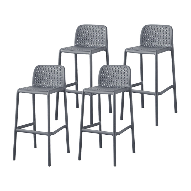 Scandinavian Plastic Dining Room Armless Stool Low Back Bar Stool for Kitchen Grey Set of 4 Bar Stool(30"H) Clearhalo 'Bar Furniture' 'Bar Stools' 'bar_stools' 'furniture_bar_stools' 'Kitchen & Dining Furniture' 'kitchen&dining_furn' 'kitchen' 'kitchen_furn' Furniture' 4681069
