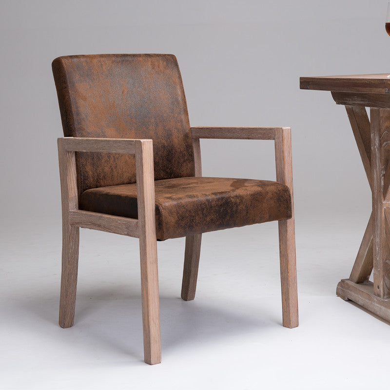 Farmhouse Home Upholstered Arm Chair Matte Finish Solid Back Dining Chair Brown 1 Piece Clearhalo ' kitchen&dining_furn' 'Dining Chairs' 'Dining Tables & Seating' 'dining_chair' 'furn' 'furn_dining_chair' 'Furniture' 'furniture_dining_chair' 'Kitchen & Dining Furniture' 'kitchen' 4683703