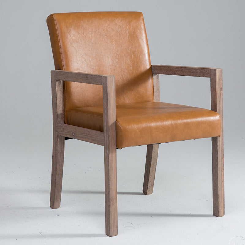 Farmhouse Home Upholstered Arm Chair Matte Finish Solid Back Dining Chair Orange 1 Piece Clearhalo ' kitchen&dining_furn' 'Dining Chairs' 'Dining Tables & Seating' 'dining_chair' 'furn' 'furn_dining_chair' 'Furniture' 'furniture_dining_chair' 'Kitchen & Dining Furniture' 'kitchen' 4683710