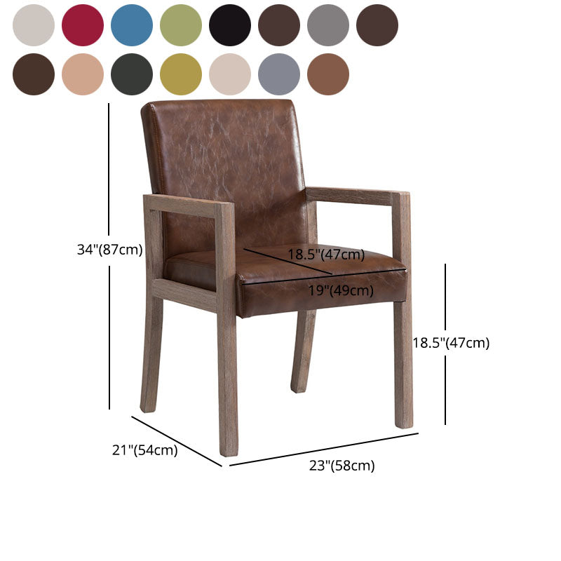 Farmhouse Home Upholstered Arm Chair Matte Finish Solid Back Dining Chair Clearhalo ' kitchen&dining_furn' 'Dining Chairs' 'Dining Tables & Seating' 'dining_chair' 'furn' 'furn_dining_chair' 'Furniture' 'furniture_dining_chair' 'Kitchen & Dining Furniture' 'kitchen' 4683712