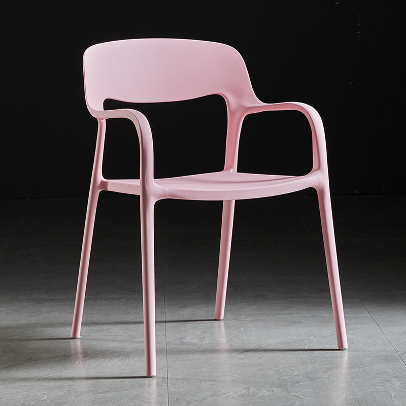Modern Style Arm Chair Open Back Chair with Plastic Legs for Kitchen Pink 1 Piece Clearhalo ' kitchen&dining_furn' 'Dining Chairs' 'Dining Tables & Seating' 'dining_chair' 'furn' 'furn_dining_chair' 'Furniture' 'furniture_dining_chair' 'Kitchen & Dining Furniture' 'kitchen' 4683719