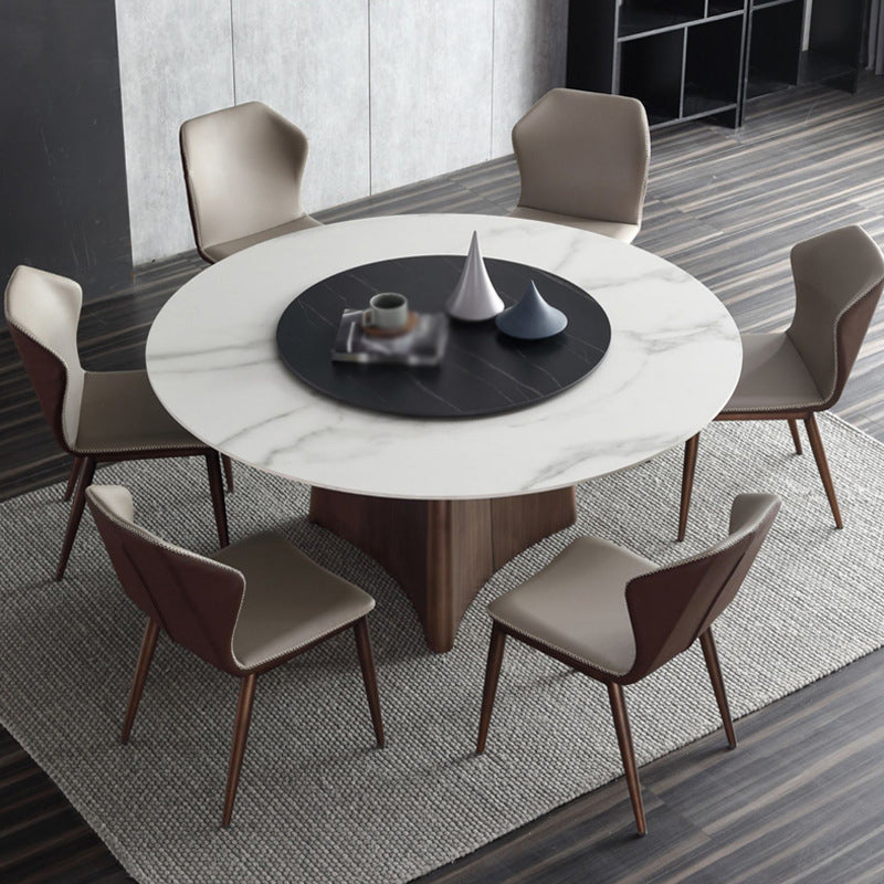 Contemporary Round Stone Standard Height Table Dining Table with Pedestal Base White Without Chairs Clearhalo ' dining_table' 'Dining Tables & Seating' 'Dining Tables' 'furn' 'furn_dining_table' 'Furniture' 'furniture_dining_table' 'Kitchen & Dining Furniture' 'kitchen&dining_furn' 'kitchen' 'kitchen_dining_table' 4683733