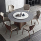 Contemporary Round Stone Standard Height Table Dining Table with Pedestal Base Gray Without Chairs Clearhalo ' dining_table' 'Dining Tables & Seating' 'Dining Tables' 'furn' 'furn_dining_table' 'Furniture' 'furniture_dining_table' 'Kitchen & Dining Furniture' 'kitchen&dining_furn' 'kitchen' 'kitchen_dining_table' 4683734