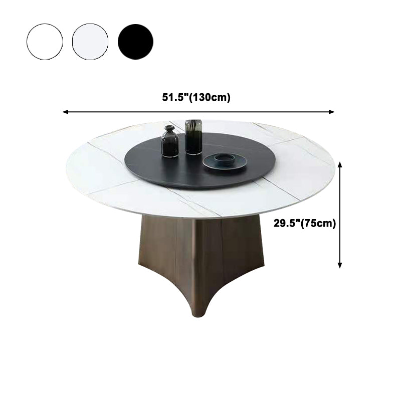 Contemporary Round Stone Standard Height Table Dining Table with Pedestal Base Clearhalo ' dining_table' 'Dining Tables & Seating' 'Dining Tables' 'furn' 'furn_dining_table' 'Furniture' 'furniture_dining_table' 'Kitchen & Dining Furniture' 'kitchen&dining_furn' 'kitchen' 'kitchen_dining_table' 4683744