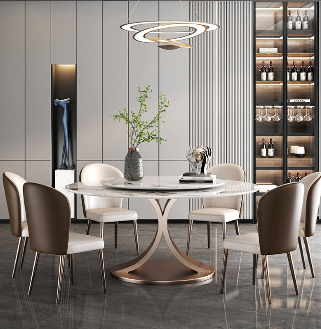 Modern 1/4/7 Pieces Dining Table Set with Sintered Stone Top Stainless Steel Dinette Set Clearhalo 'Dining Room Sets' 'Dining Tables & Seating' 'dining_room_set' 'furn' 'furn_dining_room_set' 'Furniture' 'furniture_dining_room_set' 'Kitchen & Dining Furniture' 'kitchen&dining_furn' 'kitchen' 4684278