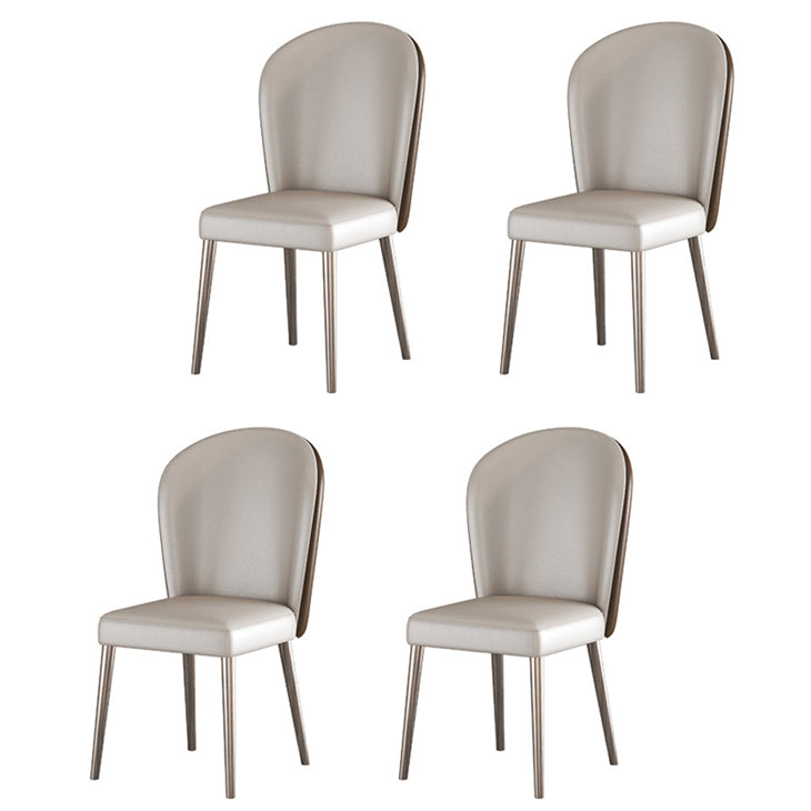 Modern 1/4/7 Pieces Dining Table Set with Sintered Stone Top Stainless Steel Dinette Set 4 White Chairs Clearhalo 'Dining Room Sets' 'Dining Tables & Seating' 'dining_room_set' 'furn' 'furn_dining_room_set' 'Furniture' 'furniture_dining_room_set' 'Kitchen & Dining Furniture' 'kitchen&dining_furn' 'kitchen' 4684280