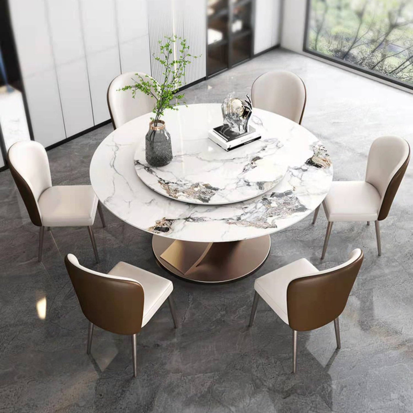 Modern 1/4/7 Pieces Dining Table Set with Sintered Stone Top Stainless Steel Dinette Set Clearhalo 'Dining Room Sets' 'Dining Tables & Seating' 'dining_room_set' 'furn' 'furn_dining_room_set' 'Furniture' 'furniture_dining_room_set' 'Kitchen & Dining Furniture' 'kitchen&dining_furn' 'kitchen' 4684283