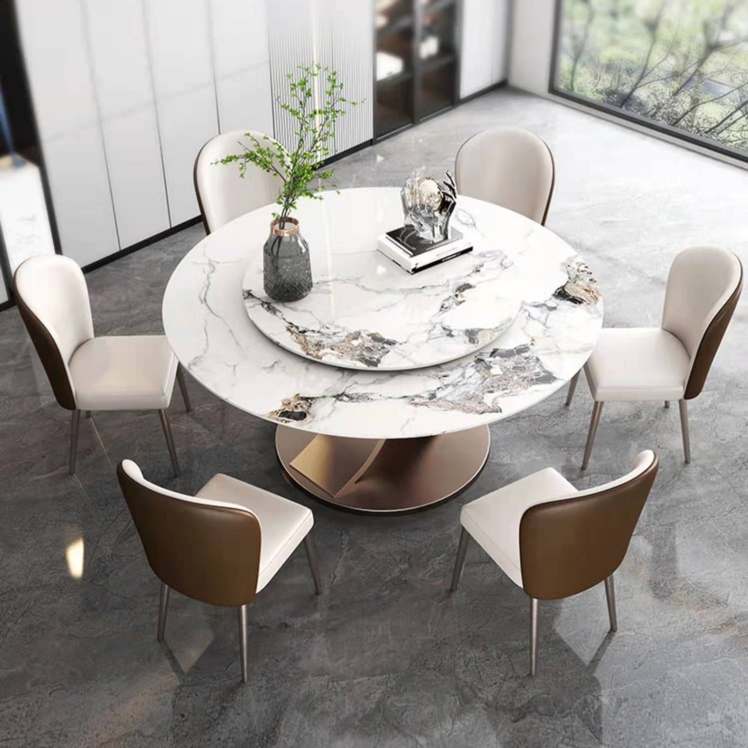 Modern 1/4/7 Pieces Dining Table Set with Sintered Stone Top Stainless Steel Dinette Set Clearhalo 'Dining Room Sets' 'Dining Tables & Seating' 'dining_room_set' 'furn' 'furn_dining_room_set' 'Furniture' 'furniture_dining_room_set' 'Kitchen & Dining Furniture' 'kitchen&dining_furn' 'kitchen' 4684283