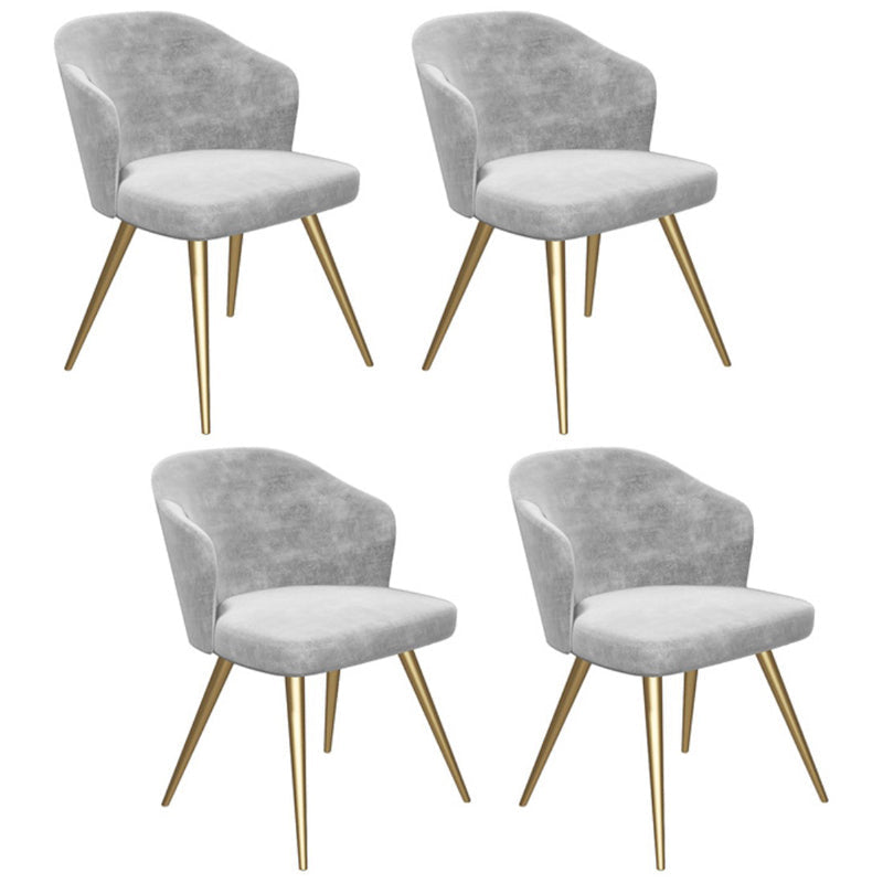 Glam Style 1/4/5 Pieces Dining Set White-gold Table Kitchen Set for Living Room 4 Grey Chairs Clearhalo 'Dining Room Sets' 'Dining Tables & Seating' 'dining_room_set' 'furn' 'furn_dining_room_set' 'Furniture' 'furniture_dining_room_set' 'Kitchen & Dining Furniture' 'kitchen&dining_furn' 'kitchen' 4684297