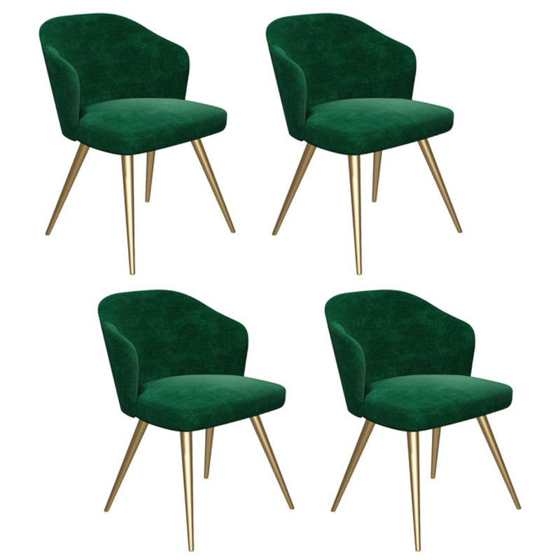 Glam Style 1/4/5 Pieces Dining Set White-gold Table Kitchen Set for Living Room 4 Green Chairs Clearhalo 'Dining Room Sets' 'Dining Tables & Seating' 'dining_room_set' 'furn' 'furn_dining_room_set' 'Furniture' 'furniture_dining_room_set' 'Kitchen & Dining Furniture' 'kitchen&dining_furn' 'kitchen' 4684299