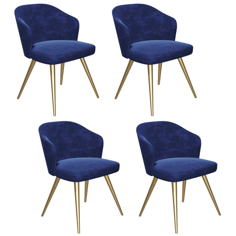 Glam Style 1/4/5 Pieces Dining Set White-gold Table Kitchen Set for Living Room 4 Blue Chairs Clearhalo 'Dining Room Sets' 'Dining Tables & Seating' 'dining_room_set' 'furn' 'furn_dining_room_set' 'Furniture' 'furniture_dining_room_set' 'Kitchen & Dining Furniture' 'kitchen&dining_furn' 'kitchen' 4684301