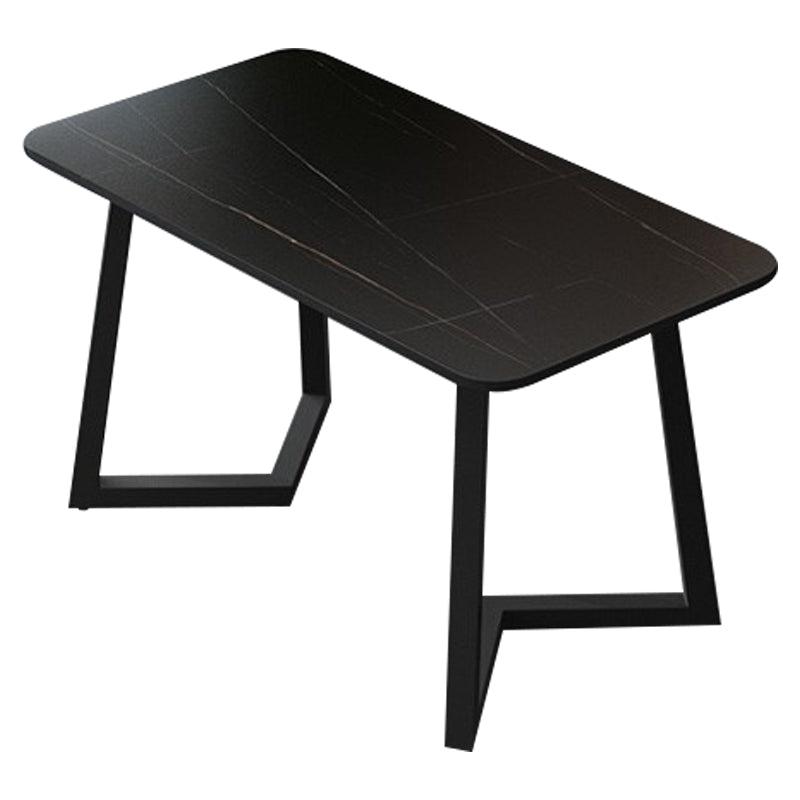 Modern 1/4/5/7 Pieces Dining Room Table Set Sintered Stone Dining Set Black-Gold 51"L x 28"W Clearhalo 'Dining Room Sets' 'Dining Tables & Seating' 'dining_room_set' 'furn' 'furn_dining_room_set' 'Furniture' 'furniture_dining_room_set' 'Kitchen & Dining Furniture' 'kitchen&dining_furn' 'kitchen' 4684315