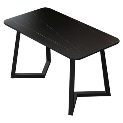 Modern 1/4/5/7 Pieces Dining Room Table Set Sintered Stone Dining Set Black-Gold 51"L x 28"W Clearhalo 'Dining Room Sets' 'Dining Tables & Seating' 'dining_room_set' 'furn' 'furn_dining_room_set' 'Furniture' 'furniture_dining_room_set' 'Kitchen & Dining Furniture' 'kitchen&dining_furn' 'kitchen' 4684315