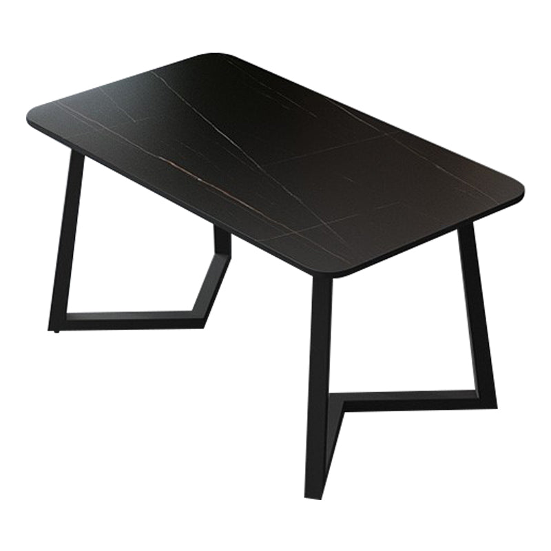 Modern 1/4/5/7 Pieces Dining Room Table Set Sintered Stone Dining Set Black-Gold 55"L x 31"W Clearhalo 'Dining Room Sets' 'Dining Tables & Seating' 'dining_room_set' 'furn' 'furn_dining_room_set' 'Furniture' 'furniture_dining_room_set' 'Kitchen & Dining Furniture' 'kitchen&dining_furn' 'kitchen' 4684316