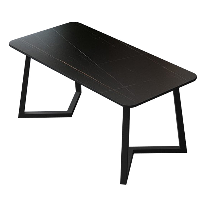 Modern 1/4/5/7 Pieces Dining Room Table Set Sintered Stone Dining Set Black-Gold 63"L x 31"W Clearhalo 'Dining Room Sets' 'Dining Tables & Seating' 'dining_room_set' 'furn' 'furn_dining_room_set' 'Furniture' 'furniture_dining_room_set' 'Kitchen & Dining Furniture' 'kitchen&dining_furn' 'kitchen' 4684319