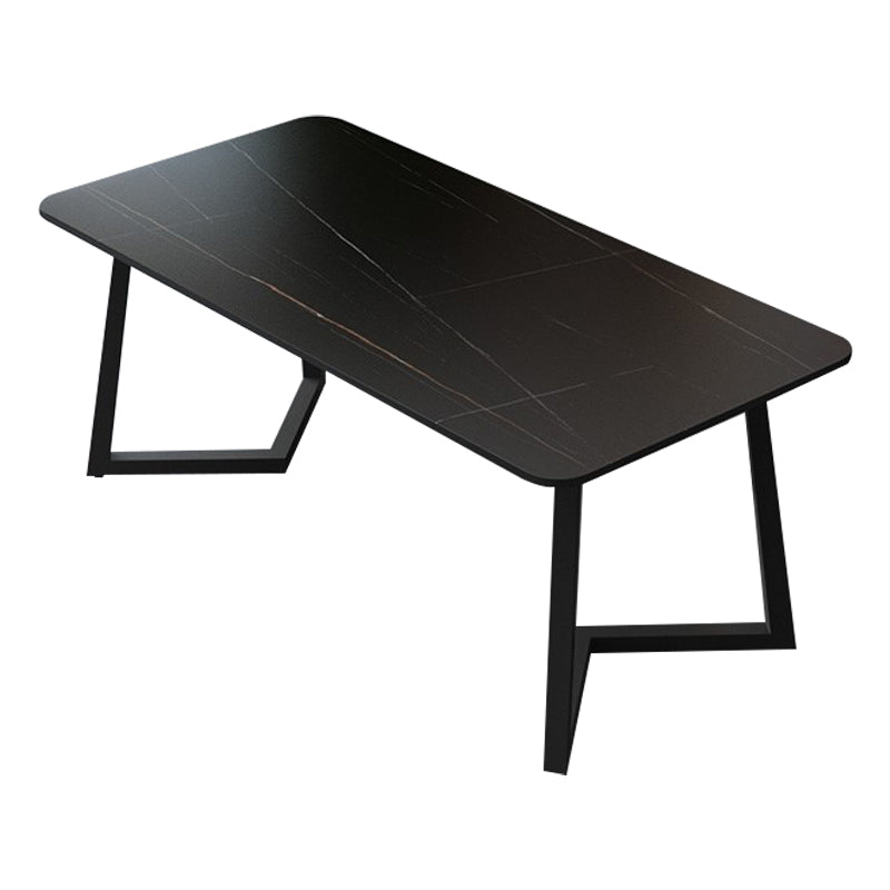 Modern 1/4/5/7 Pieces Dining Room Table Set Sintered Stone Dining Set Black-Gold 71"L x 35"W Clearhalo 'Dining Room Sets' 'Dining Tables & Seating' 'dining_room_set' 'furn' 'furn_dining_room_set' 'Furniture' 'furniture_dining_room_set' 'Kitchen & Dining Furniture' 'kitchen&dining_furn' 'kitchen' 4684320