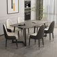 Modern 1/4/5/7 Pieces Dining Room Table Set Sintered Stone Dining Set 7 Pieces: Grey Table, 6 Chairs Clearhalo 'Dining Room Sets' 'Dining Tables & Seating' 'dining_room_set' 'furn' 'furn_dining_room_set' 'Furniture' 'furniture_dining_room_set' 'Kitchen & Dining Furniture' 'kitchen&dining_furn' 'kitchen' 4684321
