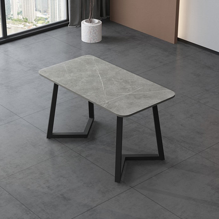 Modern 1/4/5/7 Pieces Dining Room Table Set Sintered Stone Dining Set Grey 51"L x 28"W Clearhalo 'Dining Room Sets' 'Dining Tables & Seating' 'dining_room_set' 'furn' 'furn_dining_room_set' 'Furniture' 'furniture_dining_room_set' 'Kitchen & Dining Furniture' 'kitchen&dining_furn' 'kitchen' 4684323