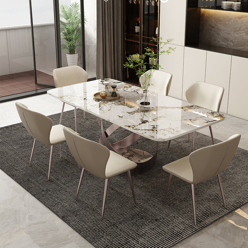 1/4/5/7/9 Pieces Dining Chairs Set Dining Table Set with Sintered Stone Top 7 Pieces: Table, 6 Chairs Clearhalo 'Dining Room Sets' 'Dining Tables & Seating' 'dining_room_set' 'furn' 'furn_dining_room_set' 'Furniture' 'furniture_dining_room_set' 'Kitchen & Dining Furniture' 'kitchen&dining_furn' 'kitchen' 4684350