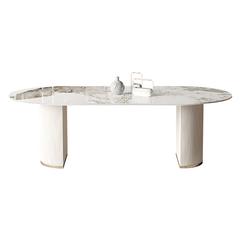 Contemporary 1/4/5/6/7 Pieces Dining Set Oval Sintered Stone Dining Room Set White 70.9"L x 35.4"W Clearhalo 'Dining Room Sets' 'Dining Tables & Seating' 'dining_room_set' 'furn' 'furn_dining_room_set' 'Furniture' 'furniture_dining_room_set' 'Kitchen & Dining Furniture' 'kitchen&dining_furn' 'kitchen' 4684366