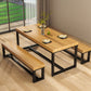 Industrial 1/2/3/4/5 Pieces Dining Set Solid Wood Dining Table with Chairs 3 Pieces: Table, 2 Benches Clearhalo 'Dining Room Sets' 'Dining Tables & Seating' 'dining_room_set' 'furn' 'furn_dining_room_set' 'Furniture' 'furniture_dining_room_set' 'Kitchen & Dining Furniture' 'kitchen&dining_furn' 'kitchen' 4684404