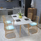 Glam Style 1/4/5 Pieces Dining Set Marble Table Kitchen Set for Dining Room 5 Pieces: Table, 4 Blue Chairs Clearhalo 'Dining Room Sets' 'Dining Tables & Seating' 'dining_room_set' 'furn' 'furn_dining_room_set' 'Furniture' 'furniture_dining_room_set' 'Kitchen & Dining Furniture' 'kitchen&dining_furn' 'kitchen' 4684412