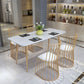 Glam Style 1/4/5 Pieces Dining Set Marble Table Kitchen Set for Dining Room 5 Pieces: Table, 4 Beige Chairs Clearhalo 'Dining Room Sets' 'Dining Tables & Seating' 'dining_room_set' 'furn' 'furn_dining_room_set' 'Furniture' 'furniture_dining_room_set' 'Kitchen & Dining Furniture' 'kitchen&dining_furn' 'kitchen' 4684416
