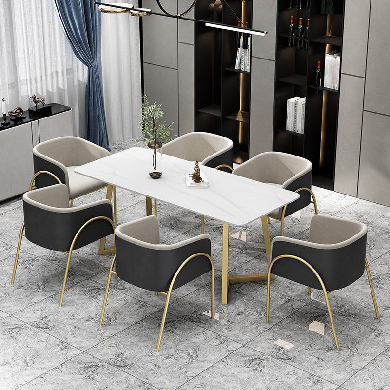 Glam 1/4/5/7 Pieces Dinette Set Sintered Stone Dining Table Set with Chairs Clearhalo 'Dining Room Sets' 'Dining Tables & Seating' 'dining_room_set' 'furn' 'furn_dining_room_set' 'Furniture' 'furniture_dining_room_set' 'Kitchen & Dining Furniture' 'kitchen&dining_furn' 'kitchen' 4684475
