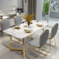 Glam 1/4/5 Pieces Dining Set Rectangle Stone Dining Table for Dining Room 5 Pieces: Table, 4 Grey Chairs Clearhalo 'Dining Room Sets' 'Dining Tables & Seating' 'dining_room_set' 'furn' 'furn_dining_room_set' 'Furniture' 'furniture_dining_room_set' 'Kitchen & Dining Furniture' 'kitchen&dining_furn' 'kitchen' 4684488