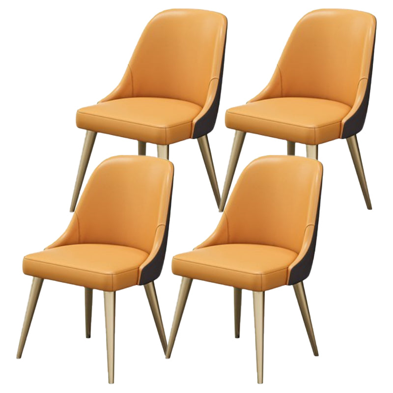 Glam 1/4/5 Pieces Dining Set Rectangle Stone Dining Table for Dining Room 4 Orange Chairs Clearhalo 'Dining Room Sets' 'Dining Tables & Seating' 'dining_room_set' 'furn' 'furn_dining_room_set' 'Furniture' 'furniture_dining_room_set' 'Kitchen & Dining Furniture' 'kitchen&dining_furn' 'kitchen' 4684491