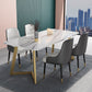 Glam 1/4/5 Pieces Dining Set Rectangle Stone Dining Table for Dining Room 5 Pieces: Table, 4 White Chairs Clearhalo 'Dining Room Sets' 'Dining Tables & Seating' 'dining_room_set' 'furn' 'furn_dining_room_set' 'Furniture' 'furniture_dining_room_set' 'Kitchen & Dining Furniture' 'kitchen&dining_furn' 'kitchen' 4684493