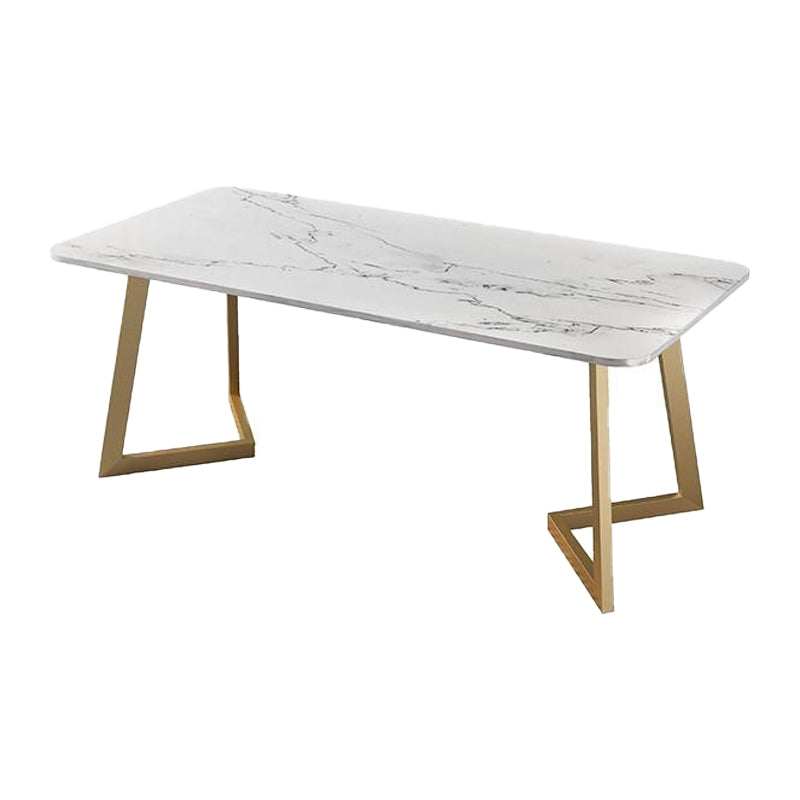 Glam 1/4/5 Pieces Dining Set Rectangle Stone Dining Table for Dining Room White 79"L x 31"W Clearhalo 'Dining Room Sets' 'Dining Tables & Seating' 'dining_room_set' 'furn' 'furn_dining_room_set' 'Furniture' 'furniture_dining_room_set' 'Kitchen & Dining Furniture' 'kitchen&dining_furn' 'kitchen' 4684495