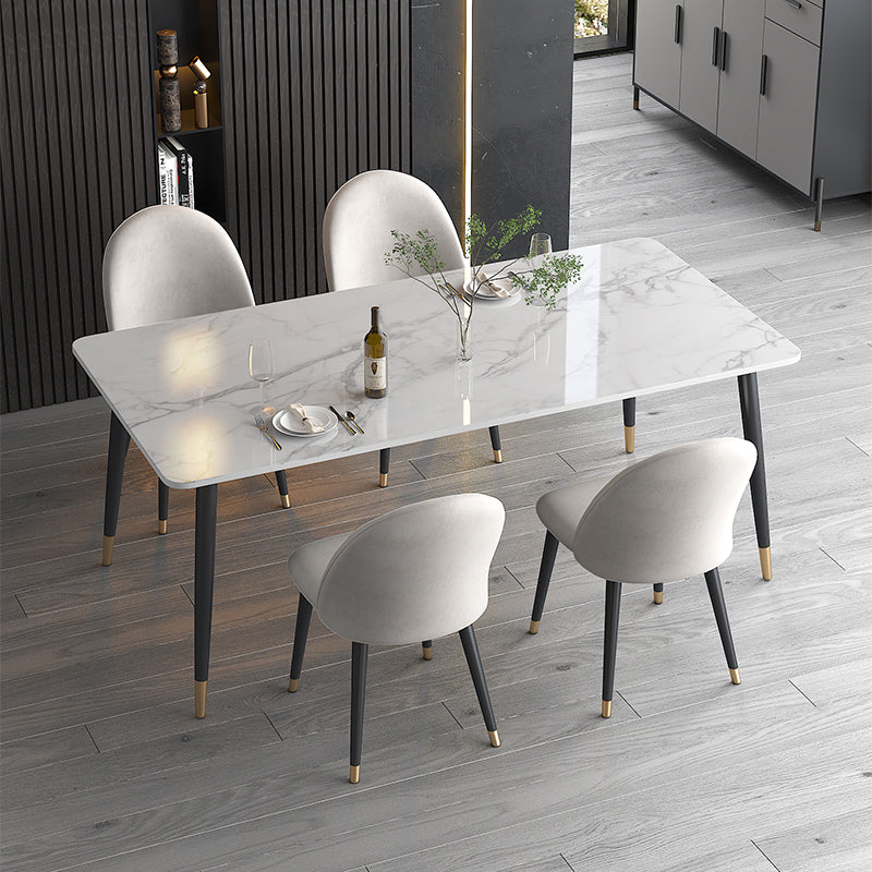 1/4/5 Pieces White Stone Dining Set Modern Solid Back Chair Rectangle Dining Furniture Clearhalo 'Dining Room Sets' 'Dining Tables & Seating' 'dining_room_set' 'furn' 'furn_dining_room_set' 'Furniture' 'furniture_dining_room_set' 'Kitchen & Dining Furniture' 'kitchen&dining_furn' 'kitchen' 4684516