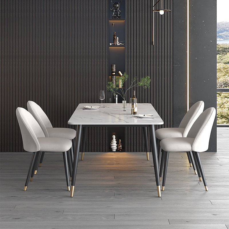 1/4/5 Pieces White Stone Dining Set Modern Solid Back Chair Rectangle Dining Furniture Clearhalo 'Dining Room Sets' 'Dining Tables & Seating' 'dining_room_set' 'furn' 'furn_dining_room_set' 'Furniture' 'furniture_dining_room_set' 'Kitchen & Dining Furniture' 'kitchen&dining_furn' 'kitchen' 4684518