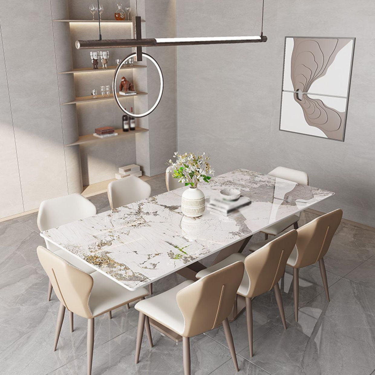 Contemporary 1/2/5/7/9 Pieces Dinette Set Rectangle Dining Table Set 9 Pieces: Table, 8 Chairs Clearhalo 'Dining Room Sets' 'Dining Tables & Seating' 'dining_room_set' 'furn' 'furn_dining_room_set' 'Furniture' 'furniture_dining_room_set' 'Kitchen & Dining Furniture' 'kitchen&dining_furn' 'kitchen' 4684608
