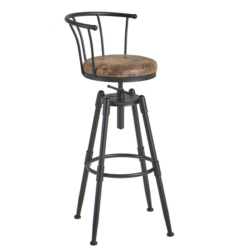 Industrial Upholstered Swivel Adjustable Height Stool 35.43'' Home Bar Stool Brown 1 Piece Clearhalo 'Bar Furniture' 'Bar Stools' 'bar_stools' 'furniture_bar_stools' 'Kitchen & Dining Furniture' 'kitchen&dining_furn' 'kitchen' 'kitchen_furn' Furniture' 4684625