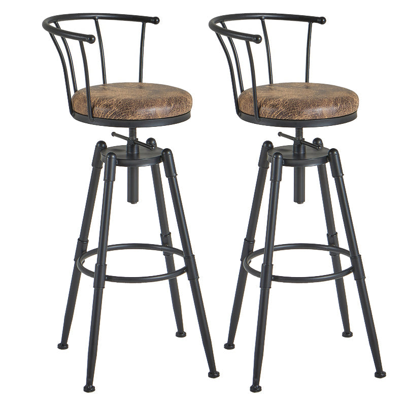 Industrial Upholstered Swivel Adjustable Height Stool 35.43'' Home Bar Stool Brown Set of 2 Clearhalo 'Bar Furniture' 'Bar Stools' 'bar_stools' 'furniture_bar_stools' 'Kitchen & Dining Furniture' 'kitchen&dining_furn' 'kitchen' 'kitchen_furn' Furniture' 4684627