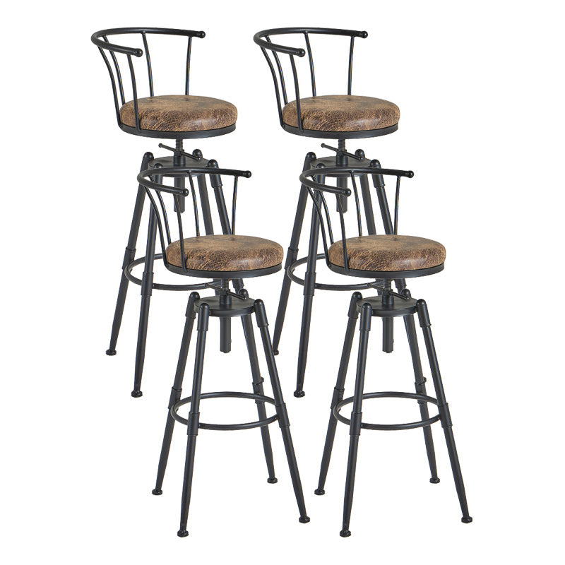 Industrial Upholstered Swivel Adjustable Height Stool 35.43'' Home Bar Stool Brown Set of 4 Clearhalo 'Bar Furniture' 'Bar Stools' 'bar_stools' 'furniture_bar_stools' 'Kitchen & Dining Furniture' 'kitchen&dining_furn' 'kitchen' 'kitchen_furn' Furniture' 4684628