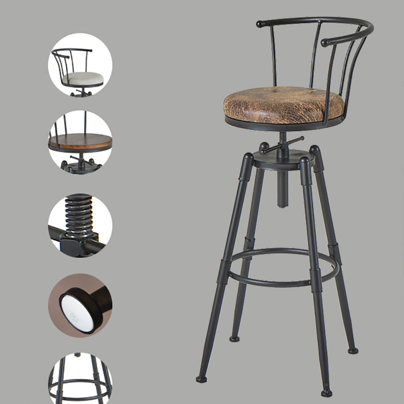 Industrial Upholstered Swivel Adjustable Height Stool 35.43'' Home Bar Stool Clearhalo 'Bar Furniture' 'Bar Stools' 'bar_stools' 'furniture_bar_stools' 'Kitchen & Dining Furniture' 'kitchen&dining_furn' 'kitchen' 'kitchen_furn' Furniture' 4684635