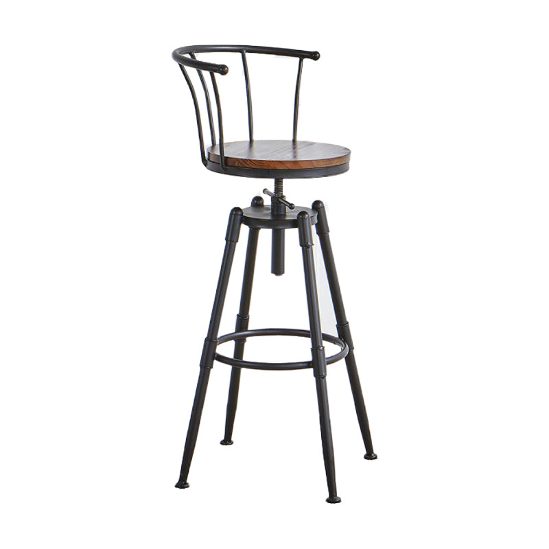 Industrial Upholstered Swivel Adjustable Height Stool 35.43'' Home Bar Stool Dark Brown 1 Piece Clearhalo 'Bar Furniture' 'Bar Stools' 'bar_stools' 'furniture_bar_stools' 'Kitchen & Dining Furniture' 'kitchen&dining_furn' 'kitchen' 'kitchen_furn' Furniture' 4684640