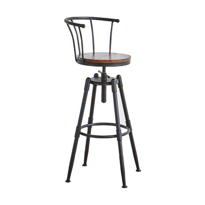 Industrial Upholstered Swivel Adjustable Height Stool 35.43'' Home Bar Stool Dark Brown 1 Piece Clearhalo 'Bar Furniture' 'Bar Stools' 'bar_stools' 'furniture_bar_stools' 'Kitchen & Dining Furniture' 'kitchen&dining_furn' 'kitchen' 'kitchen_furn' Furniture' 4684640